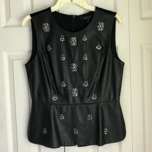 BCBG Max Azria M Black Sleeveless Jewel Shirt